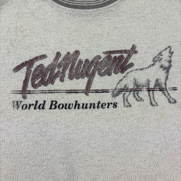 Ted Nugent World Bowhunters Exposed Seam Distressed Vintage Sweatshirt Size L - Picture 7 of 14